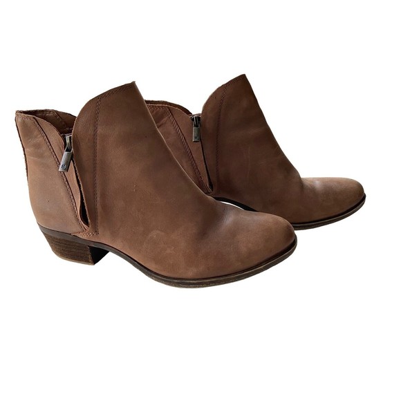 Lucky Brand Shoes - Lucky Brand LP Brenon Double Zip Ankle Booties Wheat Goat Brown Women's Size 7.5